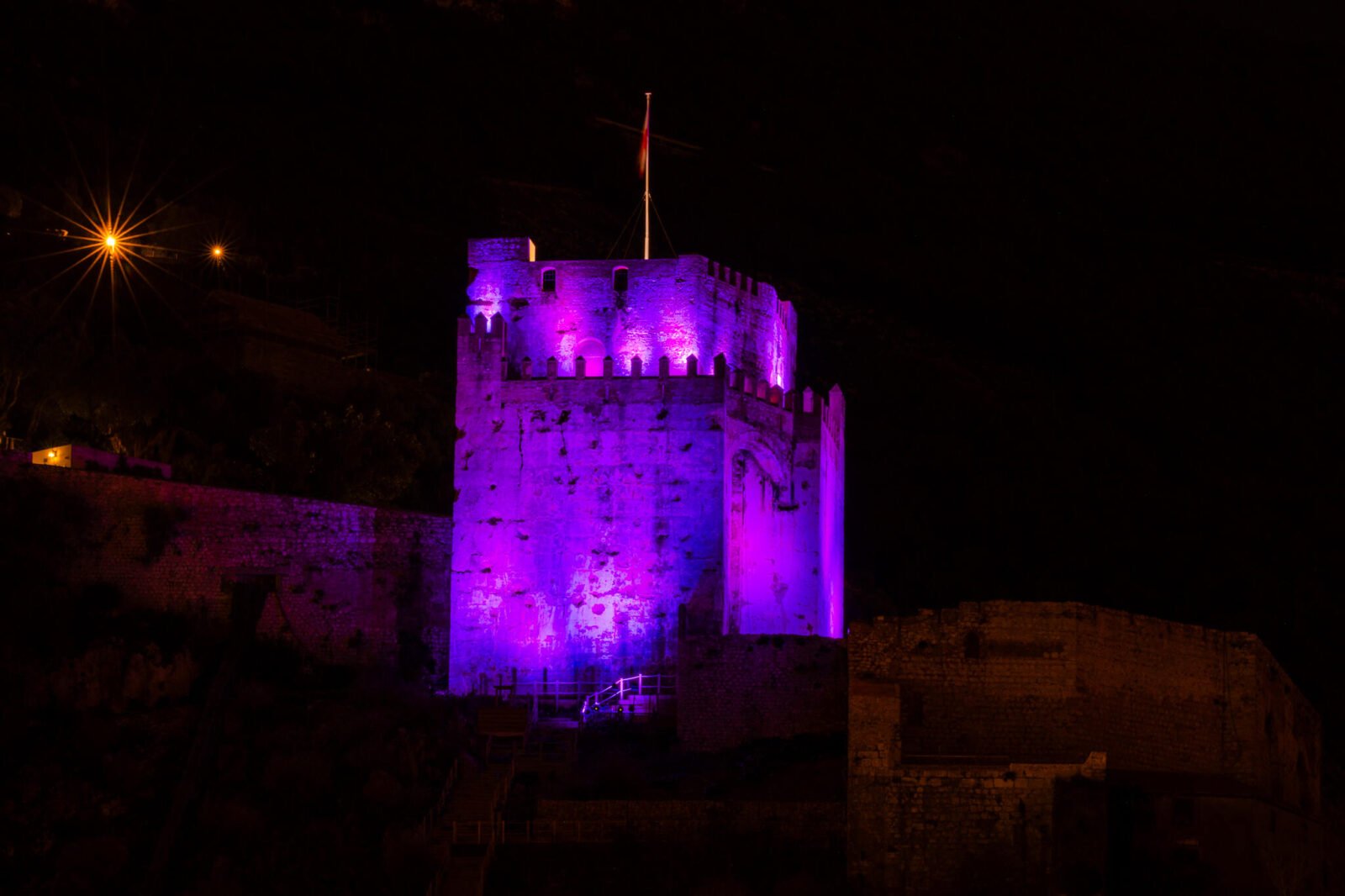 Moorish castle lit up in purple | Digital Download