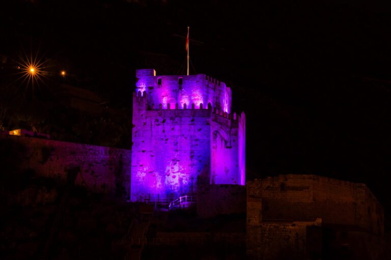 Moorish castle lit up in purple | Digital Download