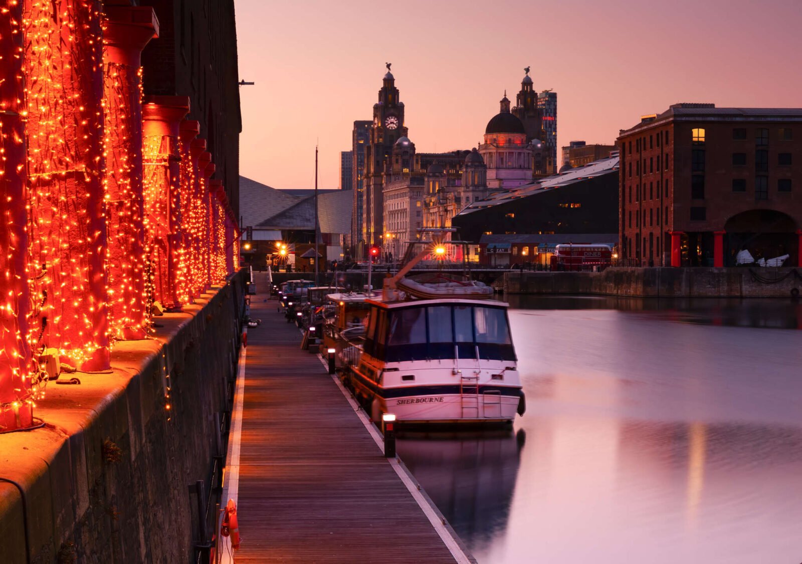 sunset at albert dock liverpool