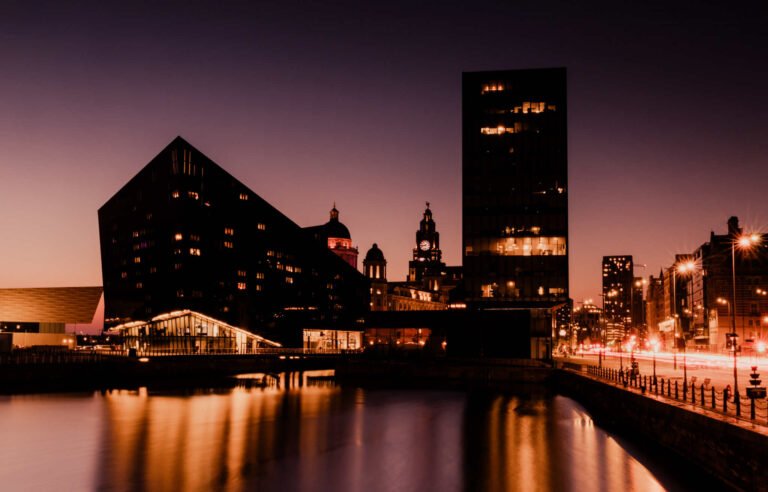 Liverpool Pier Head at Sunset| Cityscape Wall Art Print