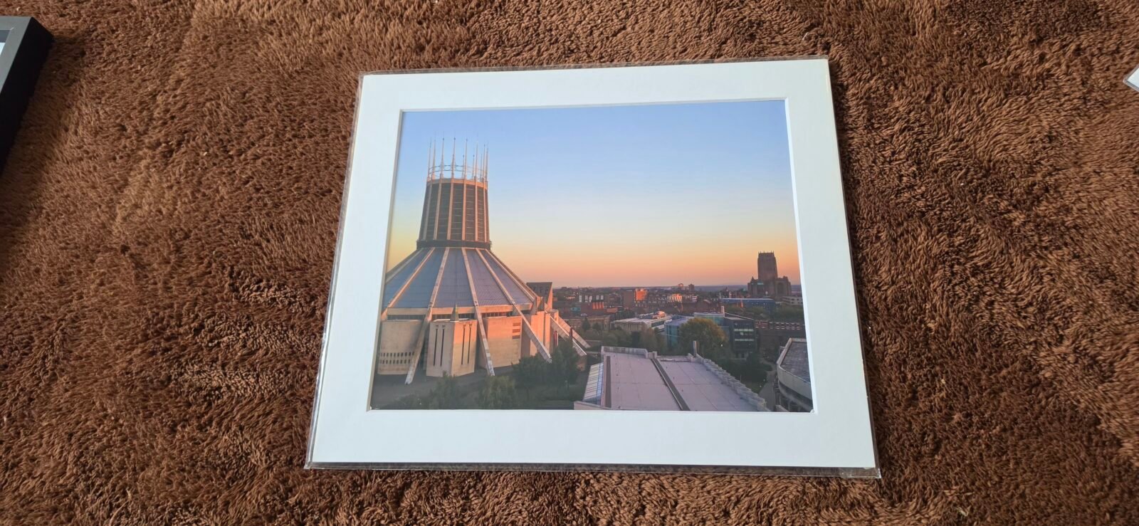 Liverpool Metropolitan Cathedral sunset A4 mounted photography print